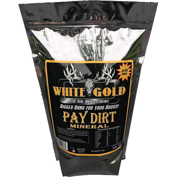 White Gold Pay Dirt Mineral10 Lbs. General Hunting White Gold Reaper Gear ReaperGear.com Bow Hunting Store Black Friday Cyber Monday Sale