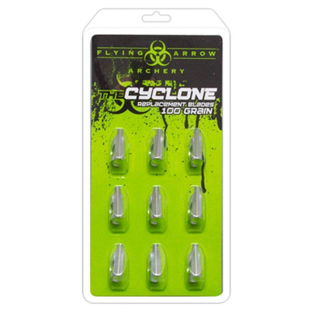 Flying Arrow Cyclone Broadhead Replacement Blades 100 Gr. 9pk Archery Flying Arrow Reaper Gear ReaperGear.com Your Bow Hunting Headquarters, Best Prices & FREE SHIPPING! Black Friday Cyber Monday Sale